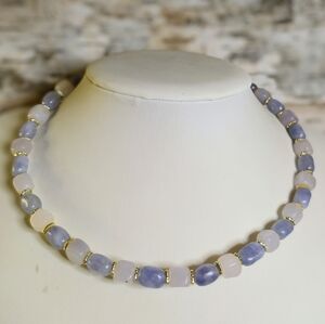 Blue Sky Jade In Gold Plated Choker Or Necklace